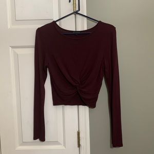 Burgundy Crop Top Long Sleeve